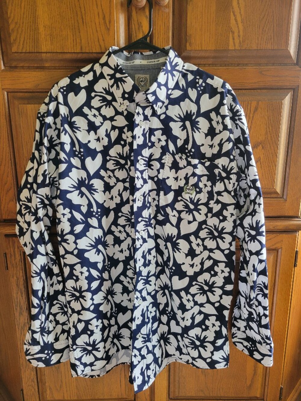Cinch Up Hibiscus Floral Western button up shirt Mens Medium